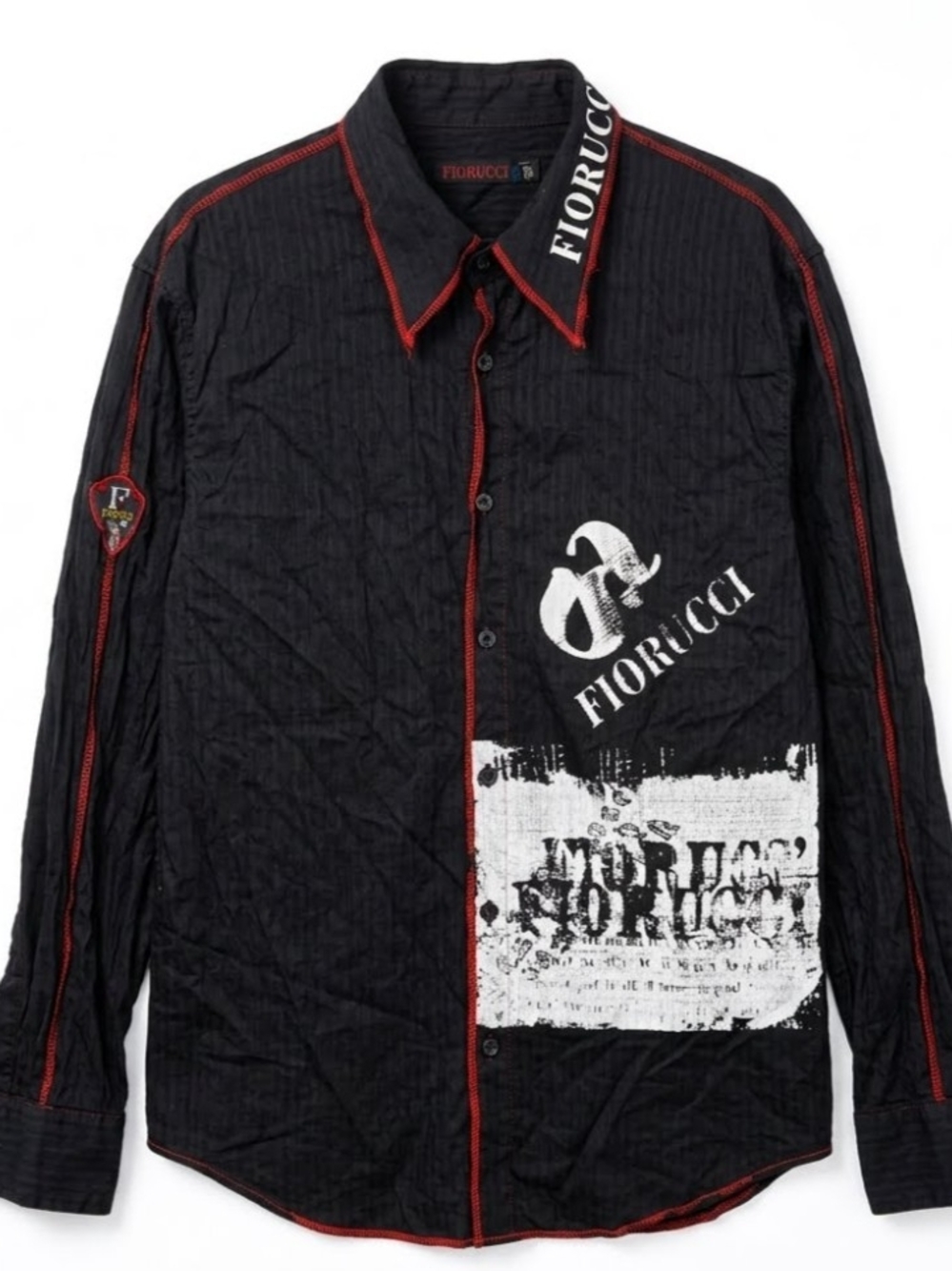 Fiorucci Black Shirt with Red Logo Detail